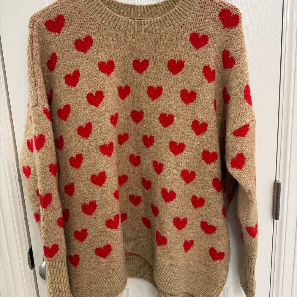 Vince Camuto Tan Crew Neck Sweater with Ribbed Detailing
